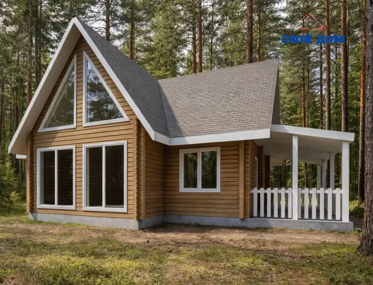 Проект #71 — дом из бруса 110,5 м², фото фасада